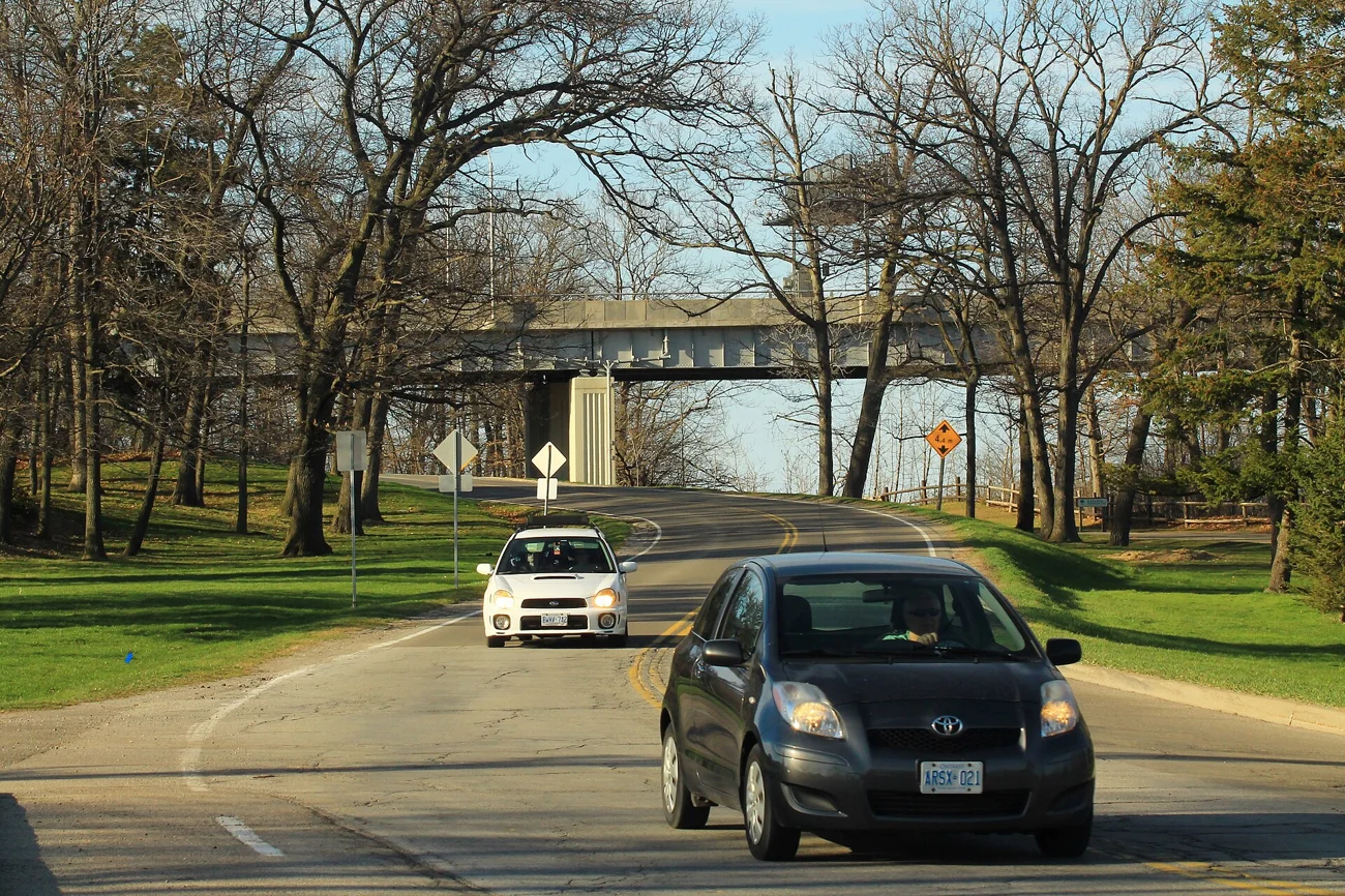 Milton streetscape below the Niagara Escarpment ridge